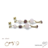 Boucles d'oreilles longues avec quartz rose et pampille en chaînes plaqué or, fait main, création by Alicia