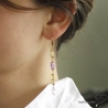 Boucles d'oreilles longues avec multiples pierres semi-précieuses, plaqué or, fait main, création by Alicia