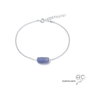 Bracelet avec tanzanite sur une chaîne fine, argent massif, pierre naturelle bleue, fait main, création by Alicia