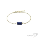 Bracelet avec lapis-lazuli sur une chaîne fine, plaqué or, pierre naturelle bleue, fait main, création by Alicia
