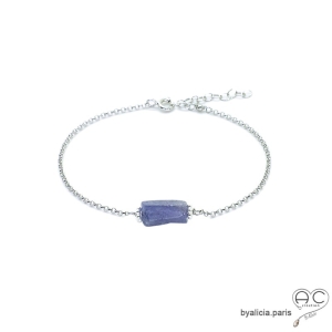 Bracelet avec tanzanite sur une chaîne fine, argent massif, pierre naturelle bleue, fait main, création by Alicia