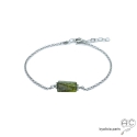 Bracelet avec grenat vert sur une chaîne fine argent massif, pierre naturelle verte, fait main, création by Alicia
