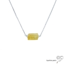 Collier avec citrine et argent massif, pierre semi-précieuse jaune, fait main, création by Alicia