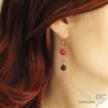 Boucles d'oreilles rubis, grenat, plaqué or, pierre naturelle rouge, fait main, création by Alicia