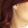 Boucles d'oreilles chrysoprase goutte, plaqué or, pierre naturelle verte, fait main, création by Alicia