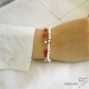 Bracelet, cornaline et agate blanche, chaîne plaqué or, fin, fait main, création by Alicia