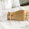 Bracelet, cornaline et agate blanche, chaîne argent massif, fin, fait main, création by Alicia