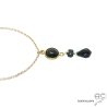 Collier, pendentif onyx et spinelle noire, plaqué or, fait main, création by Alicia