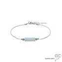 Bracelet fin jade blanc sur une chaîne en argent massif rhodié, pierre naturelle, fait main, création by Alicia