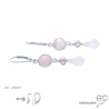 Boucles d'oreilles quartz rose et perle de culture rose, argent massif, fait main, création by Alicia