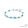 Bracelet, amazonite et turqoise, chaîne argent massif, fin, fait main, création by Alicia