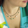 Collier ras de cou choker plaqué or amazonite et turqoise femme raffiné délicat fait sur mesure