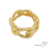 Bague anneau large, maillons entrelacés, motif chaîne, plaqué or, femme, tendance