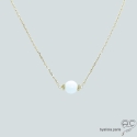 Collier agate blanche, plaqué or, pierre naturelle, fait main, création by Alicia