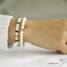 Bracelet agate blanche et malachite, plaqué or, pierres naturelle, fait main, création by Alicia 