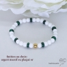 Bracelet agate blanche et malachite, plaqué or, pierres naturelle, fait main, création by Alicia 