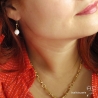 Boucles d'oreilles agate blanche et plaqué or, pierre naturelle, pendantes courtes, fait main, création by Alicia
