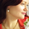 Boucles d'oreilles agate blanche et malachite, plaqué or, pierre naturelle, pendantes courtes, fait main, création by Alicia