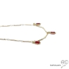 Collier pampilles en indian rubis sur chaîne barrette plaqué or, fin, fait main, création by Alicia