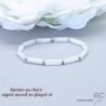 Bracelet jade blanc tube, pierre semi-précieuse, fait main, création by Alicia 