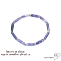 Bracelet lépidolite tube, pierre semi-précieuse violette, fait main, création by Alicia