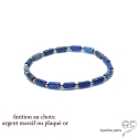 Bracelet lapis-lazuli tube, pierre semi-précieuse, fait main, création by Alicia 