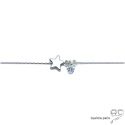 Collier étoile en hématite et petit brillant en cristal sur une chaîne en argent massif rhodié, fait main, création by Alicia