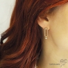 Boucles d'oreilles barrette avec zirconium brillant mobile, plaqué or, femme