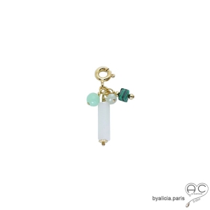 ras de cou femme pendentif breloque jade blanc plaqué or collier gri-gri en pierre blanche délicat raffiné fait main