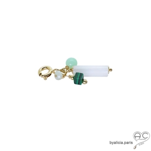 pierre jade blanc collier pendentif breloque plaqué or ras de cou gri-gri en pierre naturelle blanche femme discret