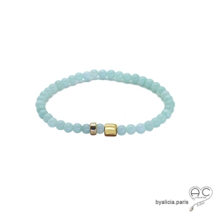 Bracelet amazonite, pierre semi-précieuse, plaqué or, gipsy, bohème, fait main, création by Alicia  