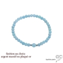 Bracelet aigue-marine, pierre semi-précieuse bleue, gipsy, bohème, fait main, création by Alicia