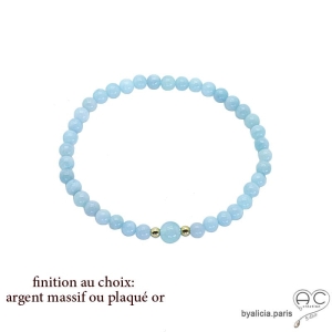 Bracelet aigue-marine, pierre semi-précieuse bleue, gipsy, bohème, fait main, création by Alicia  