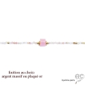 Collier opale rose, ras de cou fin, pierre semi-précieuse, fait main, création by Alicia