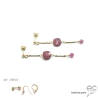 Boucles d'oreilles en rubis et plaqué or, longues, pendantes, pierre précieuse, fait main, création by Alicia