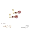 Boucles d'oreilles avec strawberry quartz goutte et grenat, plaqué or, fait main, création by Alicia