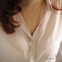 Collier fin cravate avec pendentif longue, brillant en zirconium et plaqué or 3MIC, femme