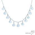 Collier améthyste verte, prasiolite, pampilles gouttes, chaîne argent massif rhodié, ras de cou, fait main, création by Alicia