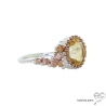 Bague CITRINE en argent 925 doré à l'or rose, création fait main, unique, exceptionnelle 