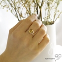 Bague CITRINE en argent massif doré à l\'or rose, création fait main, unique, exceptionnelle