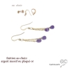 Boucles d'oreilles améthyste, gouttes, pierre semi-précieuse violet, fait main, création by Alicia 