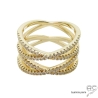 Bague anneaux croisés en plaqué or, zirconium brillant, femme