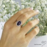 Bague avec zirconium violet ovale et argent massif rhodié, femme