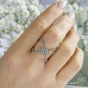 Bague turquoise et plaqué or en forme de noeud, joaillerie