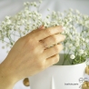 Bague feuilles de laurier, anneau ouvert en plaqué or, serti zirconium brillant blanc, femme
