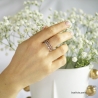 Bague anneau fin empilable en plaqué or serti de zirconium brillant blanc, femme