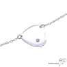 Collier avec coeur en argent 925 rhodié serti de zirconium brillant, ras de cou, femme