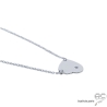 Collier avec coeur en argent 925 rhodié serti de zirconium brillant, ras de cou, femme