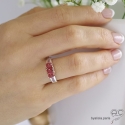 Bague RUBIS cabochon et tourmaline rose, argent massif doré à l\'or rose, création fait main, unique, exceptionnelle