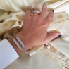 Bracelet joaillerie avec plaquette sertie de zirconium brillant, chaînettes multiples, argent 925 rhodié, femme